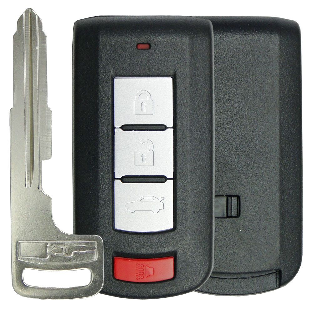 4 button Mitsubishi Smart Remote Replacement case with emergency insert key - Aftermarket