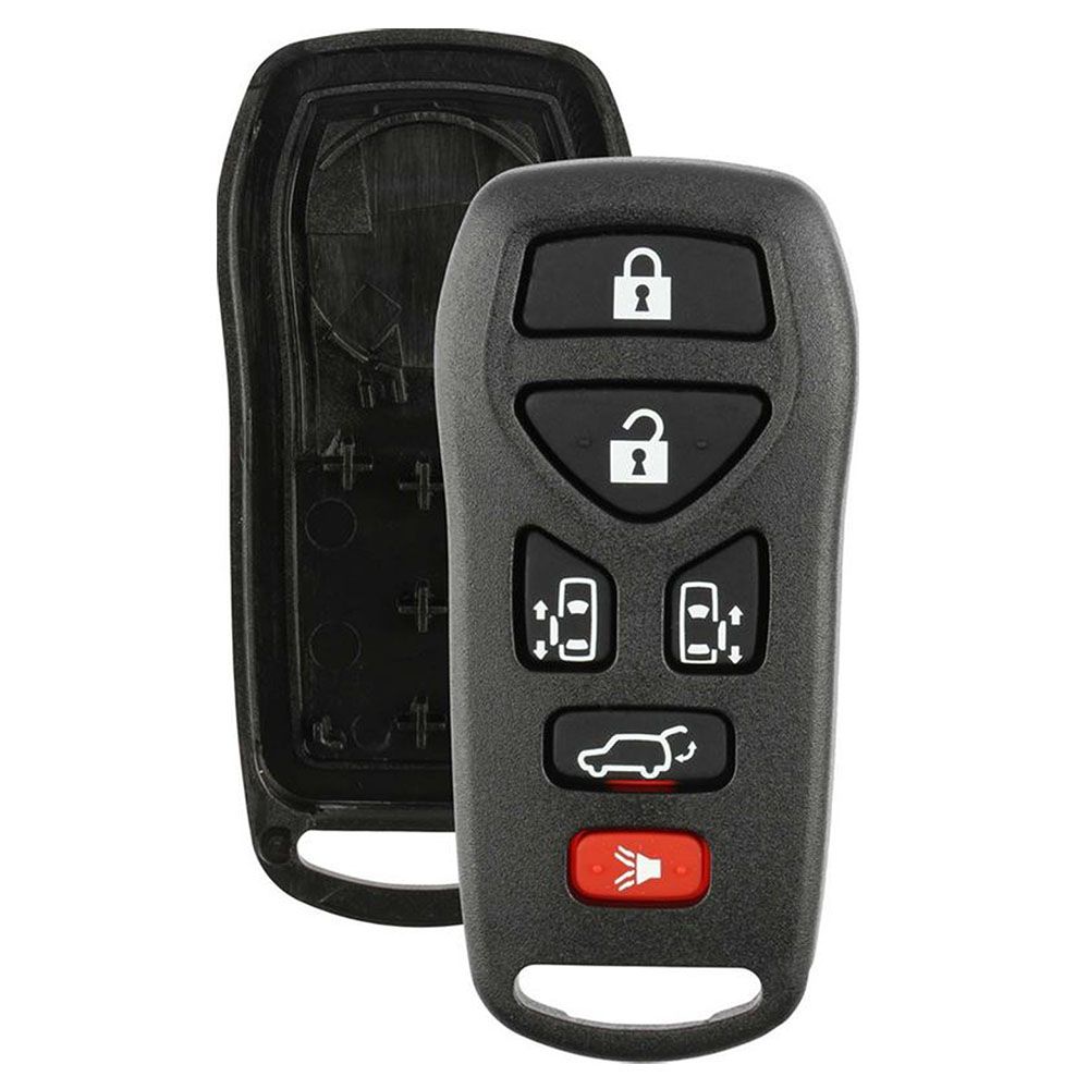 6 button Nissan Quest remote replacement shell with rubber buttons - Aftermarket
