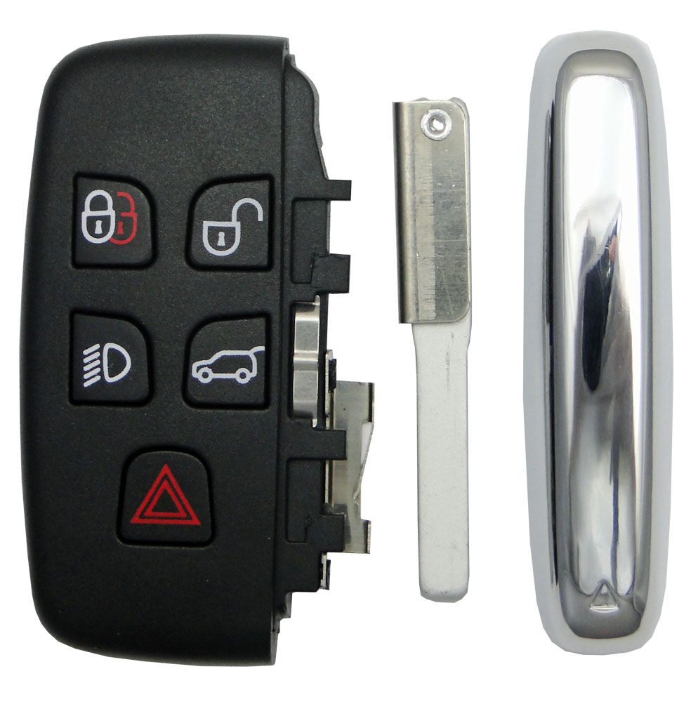 Replacement aftermarket Jaguar Land Rover 5 button smart remote shell w/  insert key